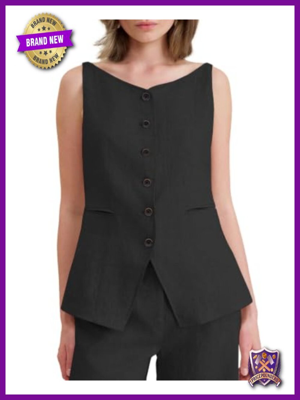 100% Linen Suit Vest Sleeveless Tailored Blazer Waistcoat